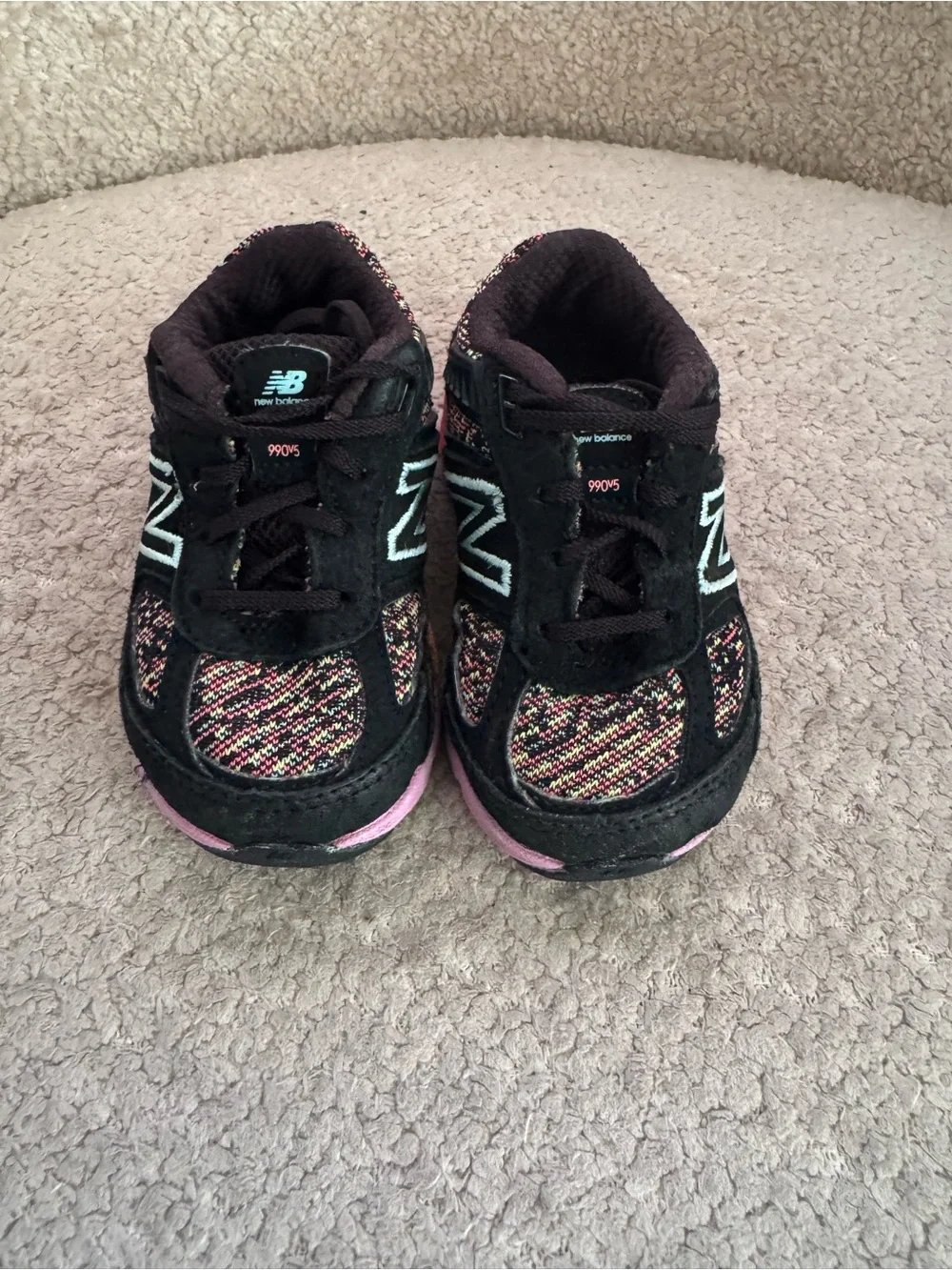 New Balance 990v5 Infant Shoes Size 4 Black Pink Multicolor